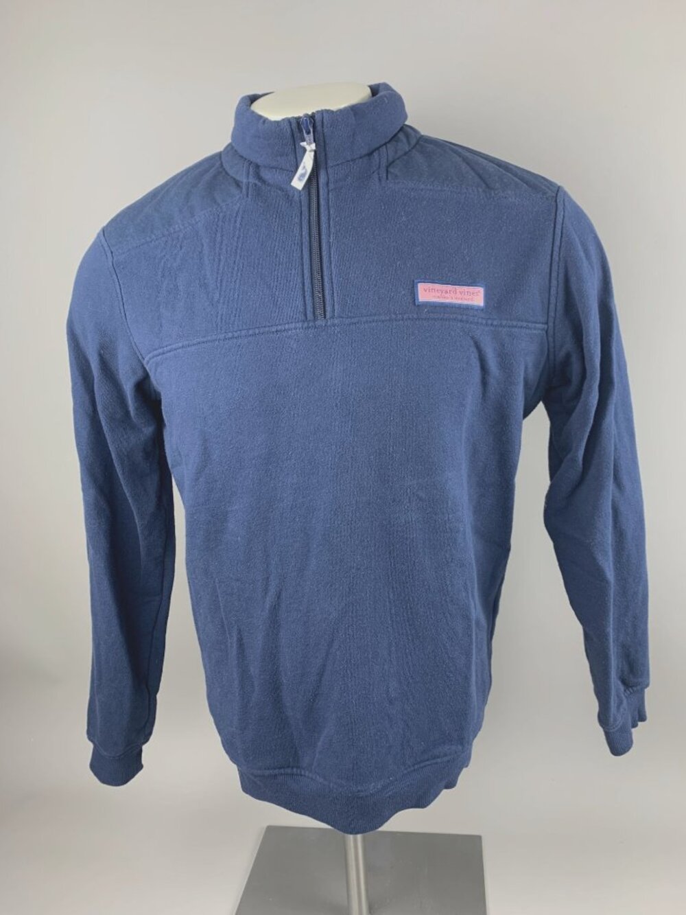 Vineyard Vines Mens Small 1/4 Zip Shep Shirt Navy Blue French Terry Fleece